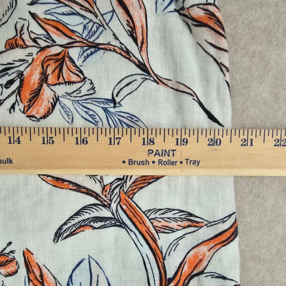Tahari 100% Linen Tropical Floral Mini Dress Sz M Beach Boho Print Ruffle‎ Shift
